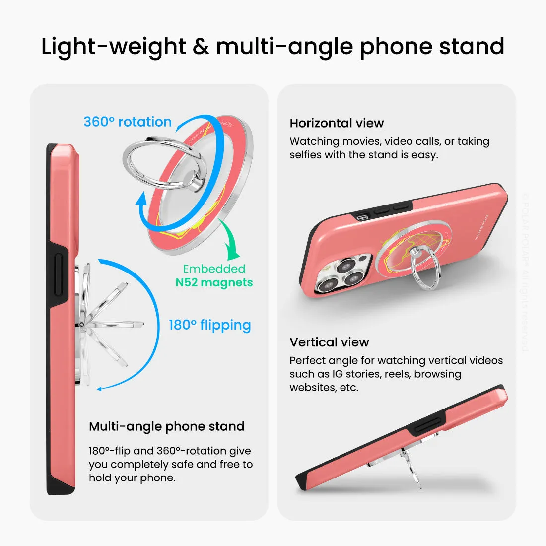 Fujisan Coral Ice Cream - Silver MagSafe Phone Grip and Ring Holder Stand