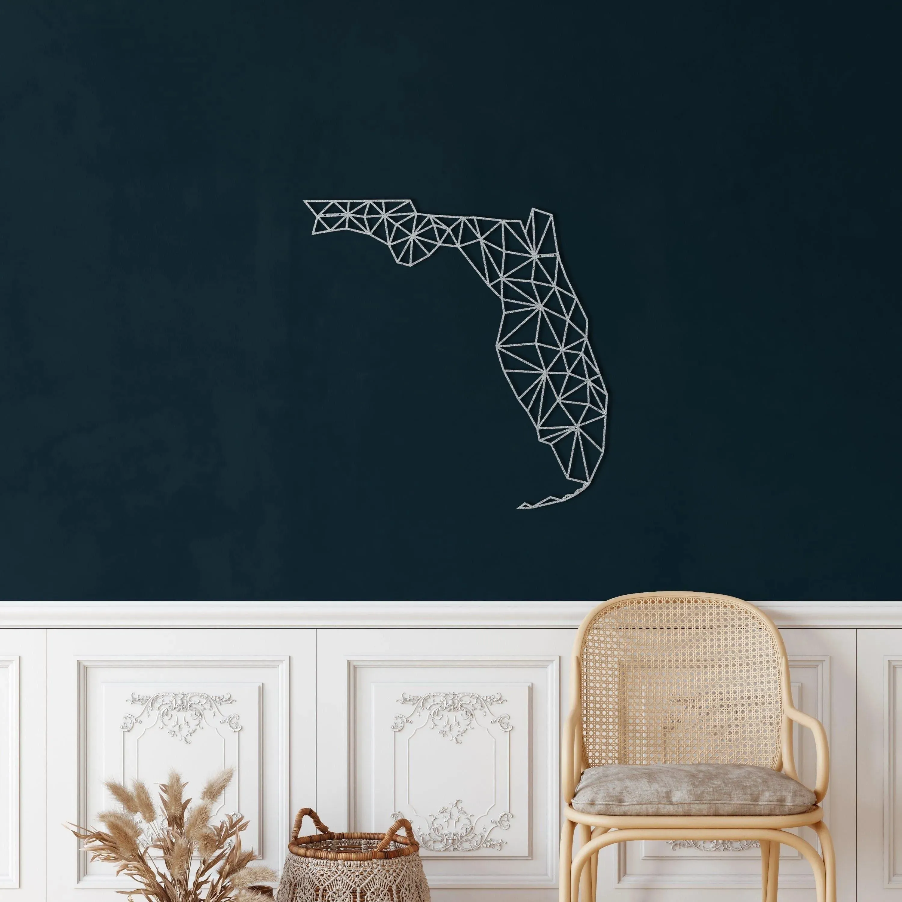 Geometric Florida Map Metal Wall Decor