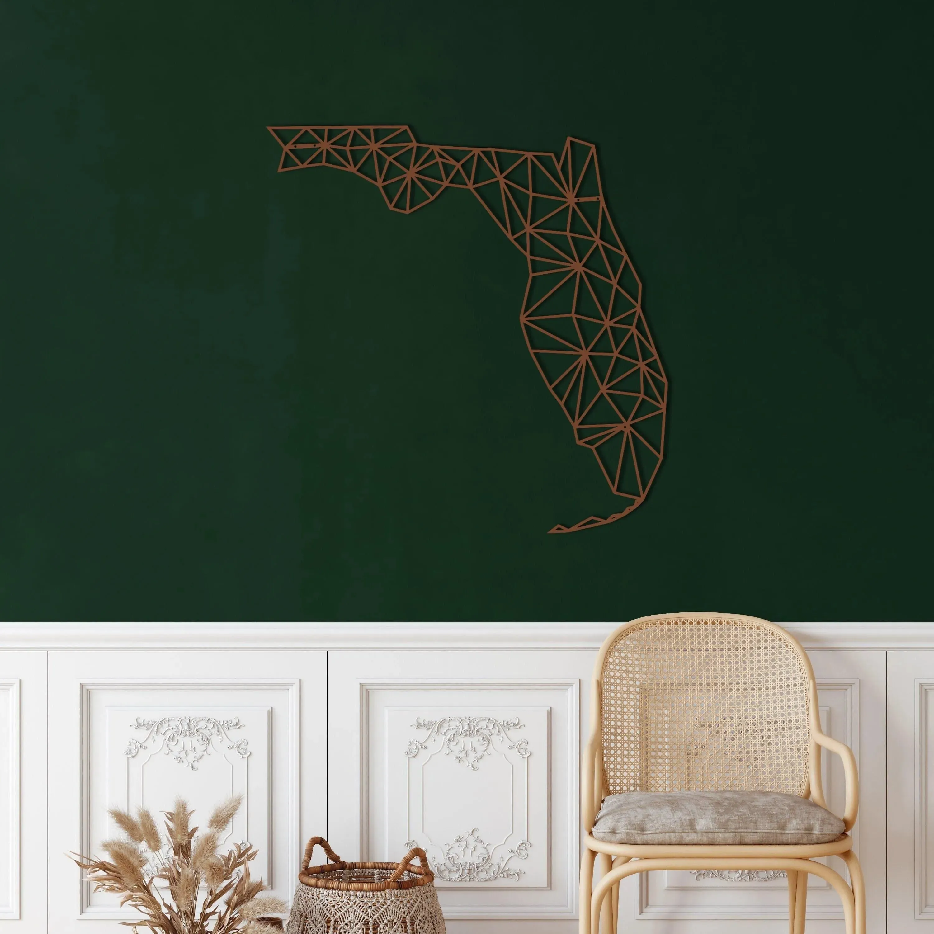 Geometric Florida Map Metal Wall Decor