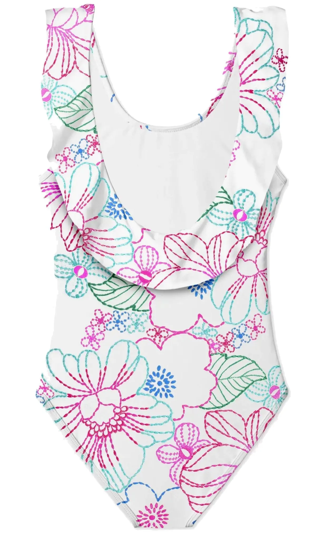 Happy Beach White Ruffle Swimsuit
