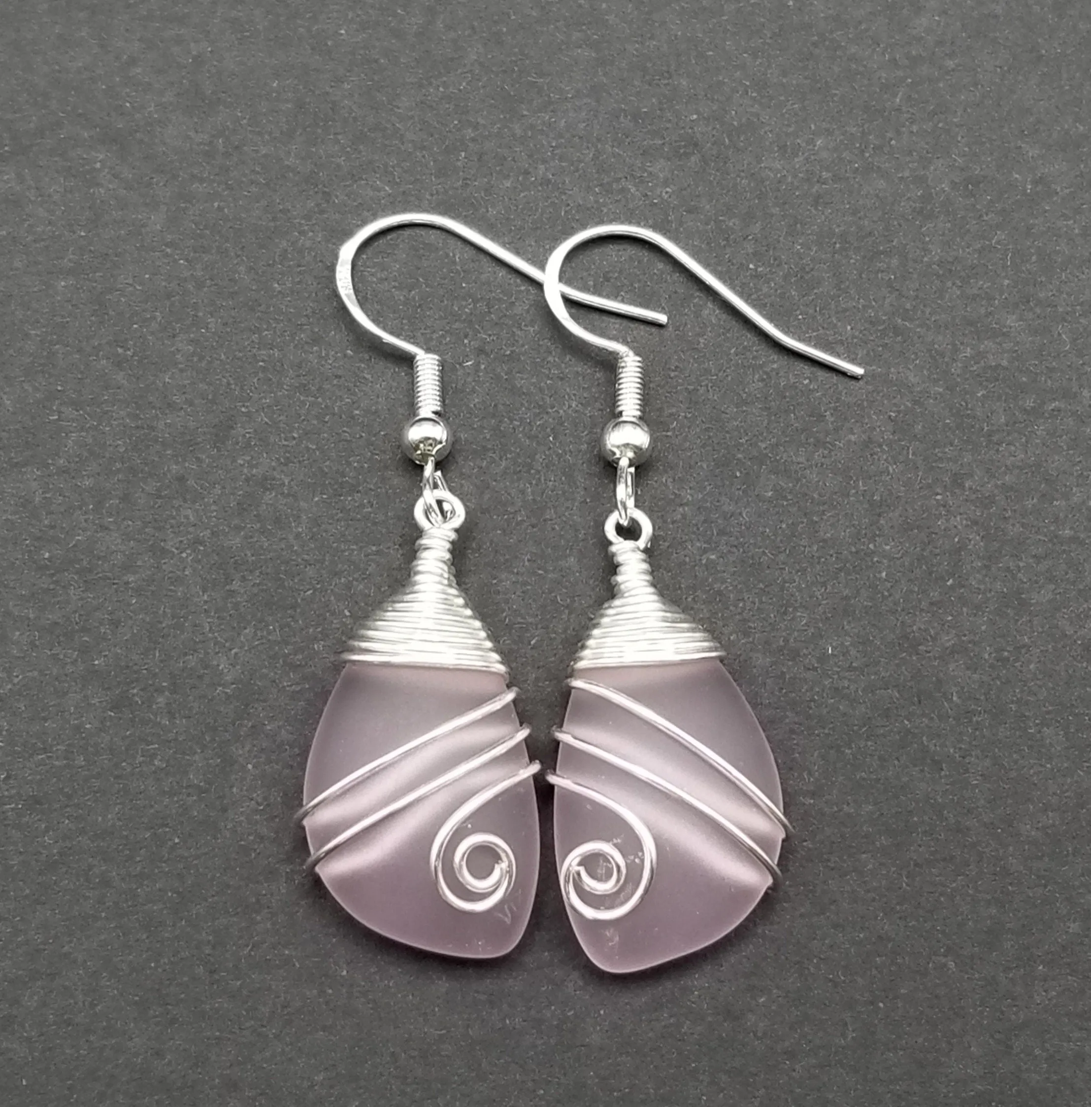 Hawaiian Jewelry Sea Glass Earrings, Top Wire Pink Earrings Blue Earrings, Beach Jewelry Birthday Gift (October Birthstone Jewelry)