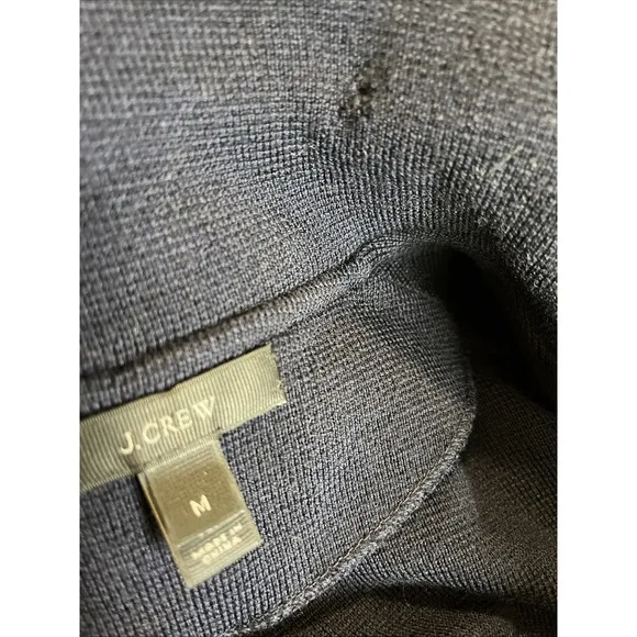 J. Crew 100% Merino WOOL Relaxed Navy Blue Blazer Jacket Sweater Pockets M