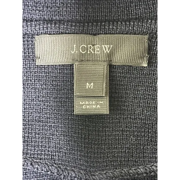 J. Crew 100% Merino WOOL Relaxed Navy Blue Blazer Jacket Sweater Pockets M
