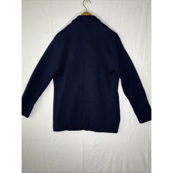 J. Crew 100% Merino WOOL Relaxed Navy Blue Blazer Jacket Sweater Pockets M