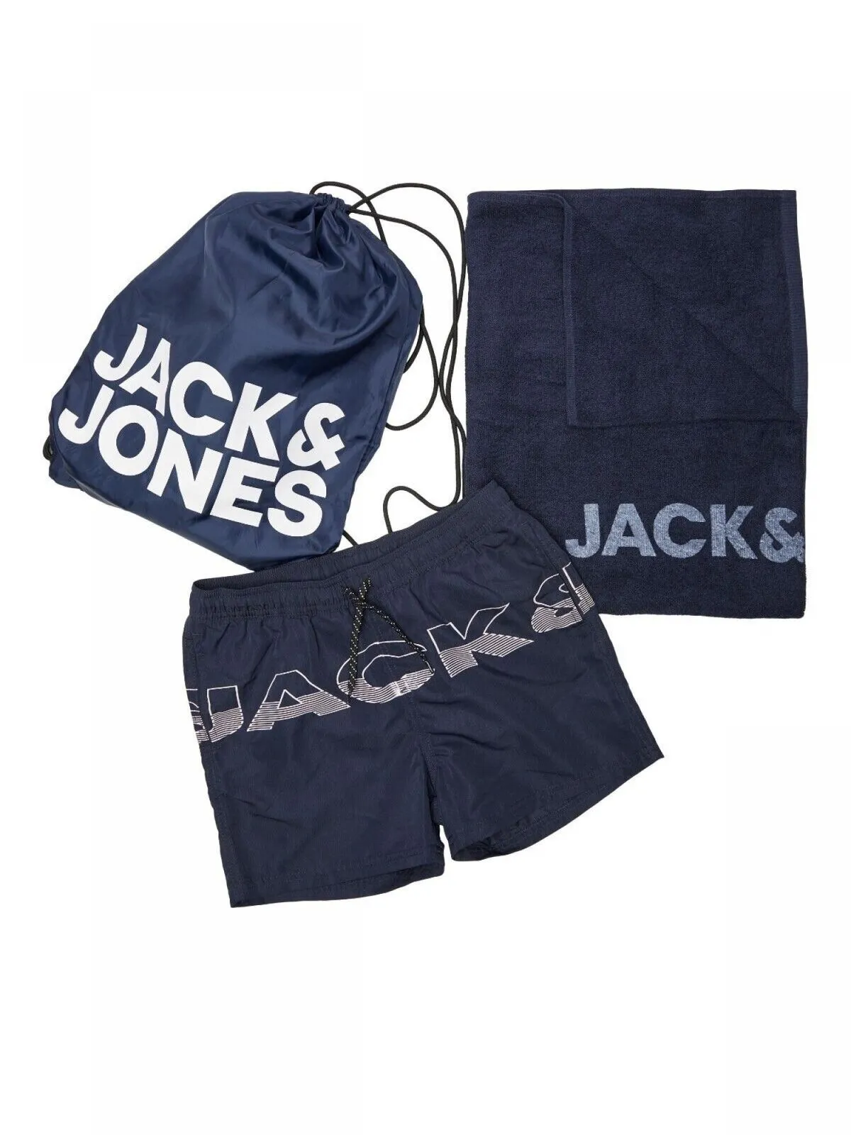 Jack & Jones Men's 3-Pc. Swim Trunks, Towel & Drawstring Beach Bag Set 12210404