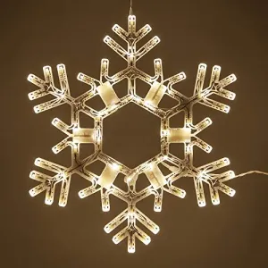 Kringle Traditions 20" Folding Warm White Snowflake Decoration LED Snowflake Lights Large Snowflake Decorations Outdoor Lighted Snowflake (20" Warm White Snowflake)