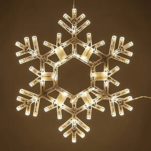 Kringle Traditions 20" Folding Warm White Snowflake Decoration LED Snowflake Lights Large Snowflake Decorations Outdoor Lighted Snowflake (20" Warm White Snowflake)