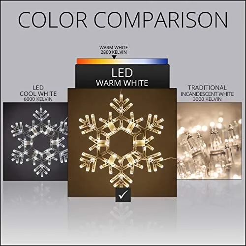 Kringle Traditions 20" Folding Warm White Snowflake Decoration LED Snowflake Lights Large Snowflake Decorations Outdoor Lighted Snowflake (20" Warm White Snowflake)