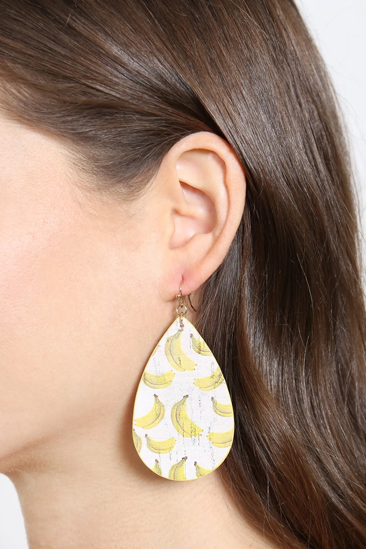 LEATHER FRUIT FISH HOOK TEAR DROP EARRING