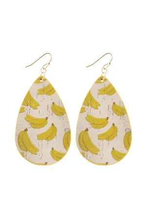LEATHER FRUIT FISH HOOK TEAR DROP EARRING