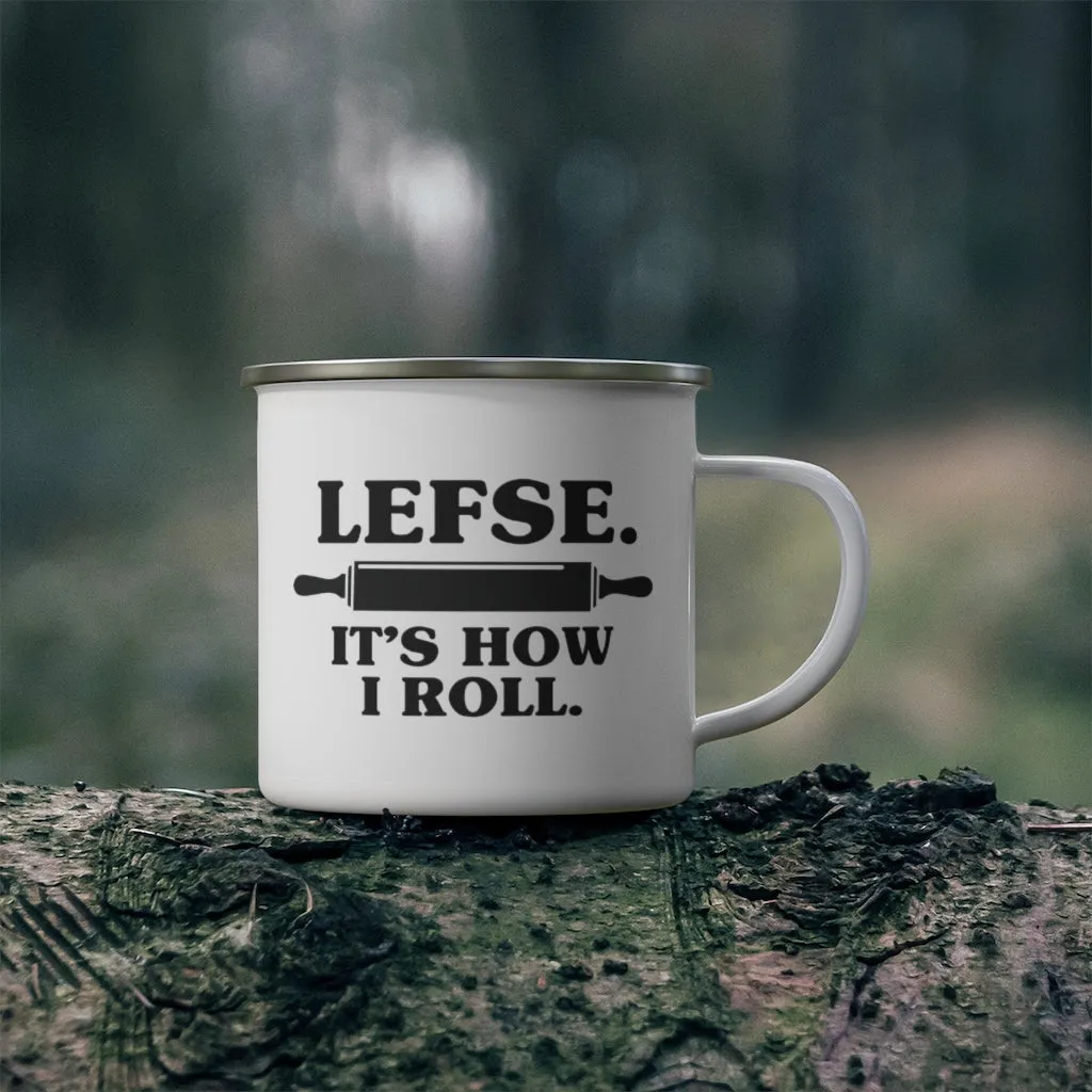 Lefse It's How I Roll Enamel Camping Mug