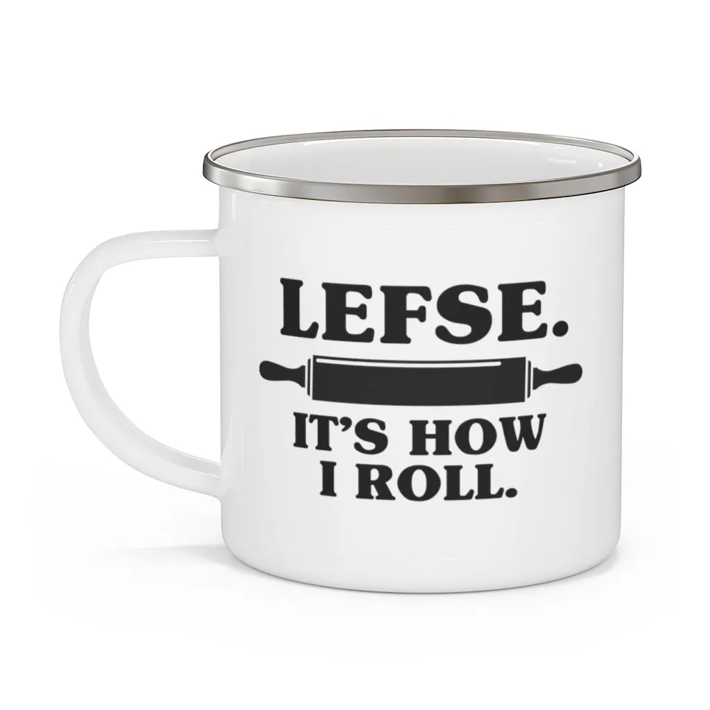 Lefse It's How I Roll Enamel Camping Mug