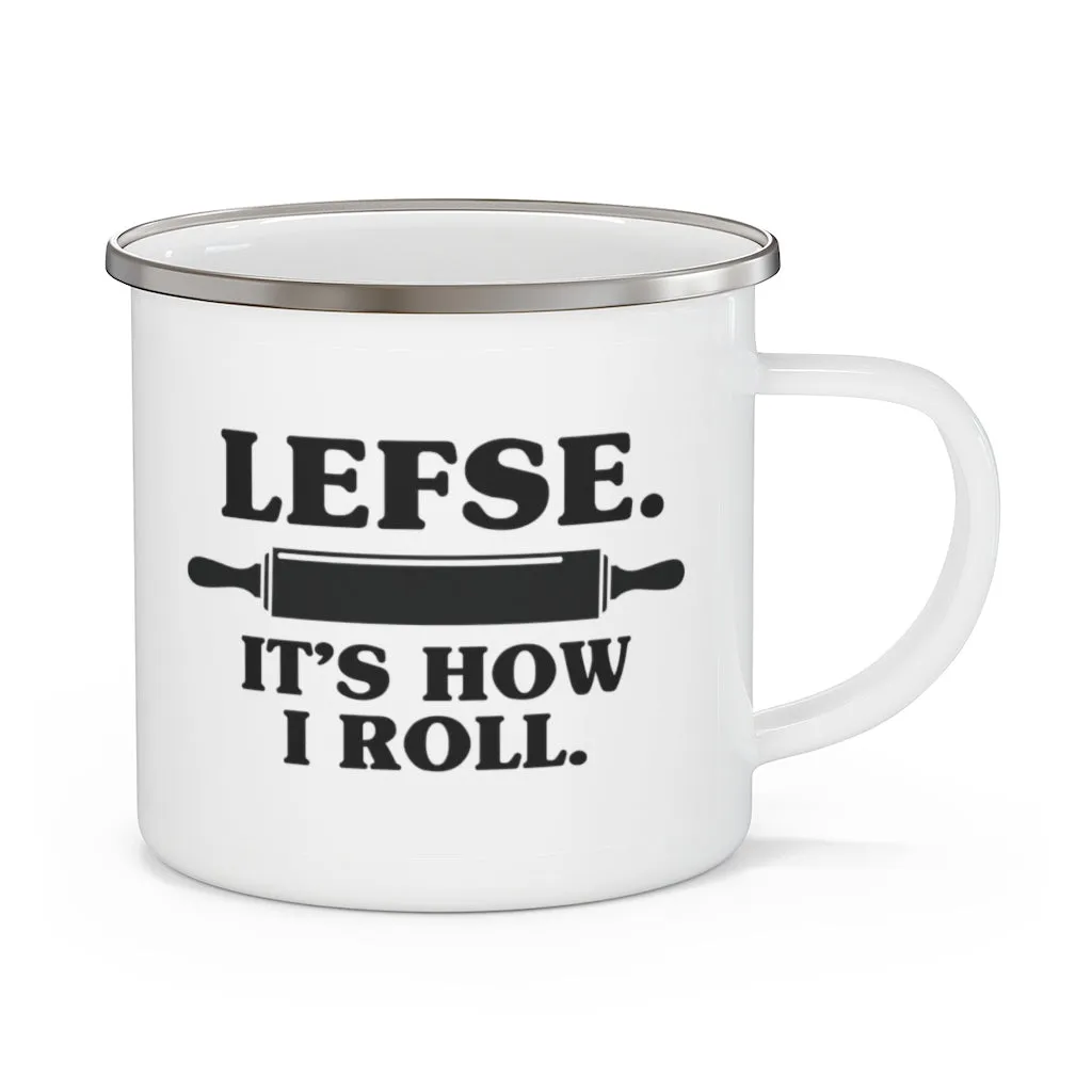 Lefse It's How I Roll Enamel Camping Mug