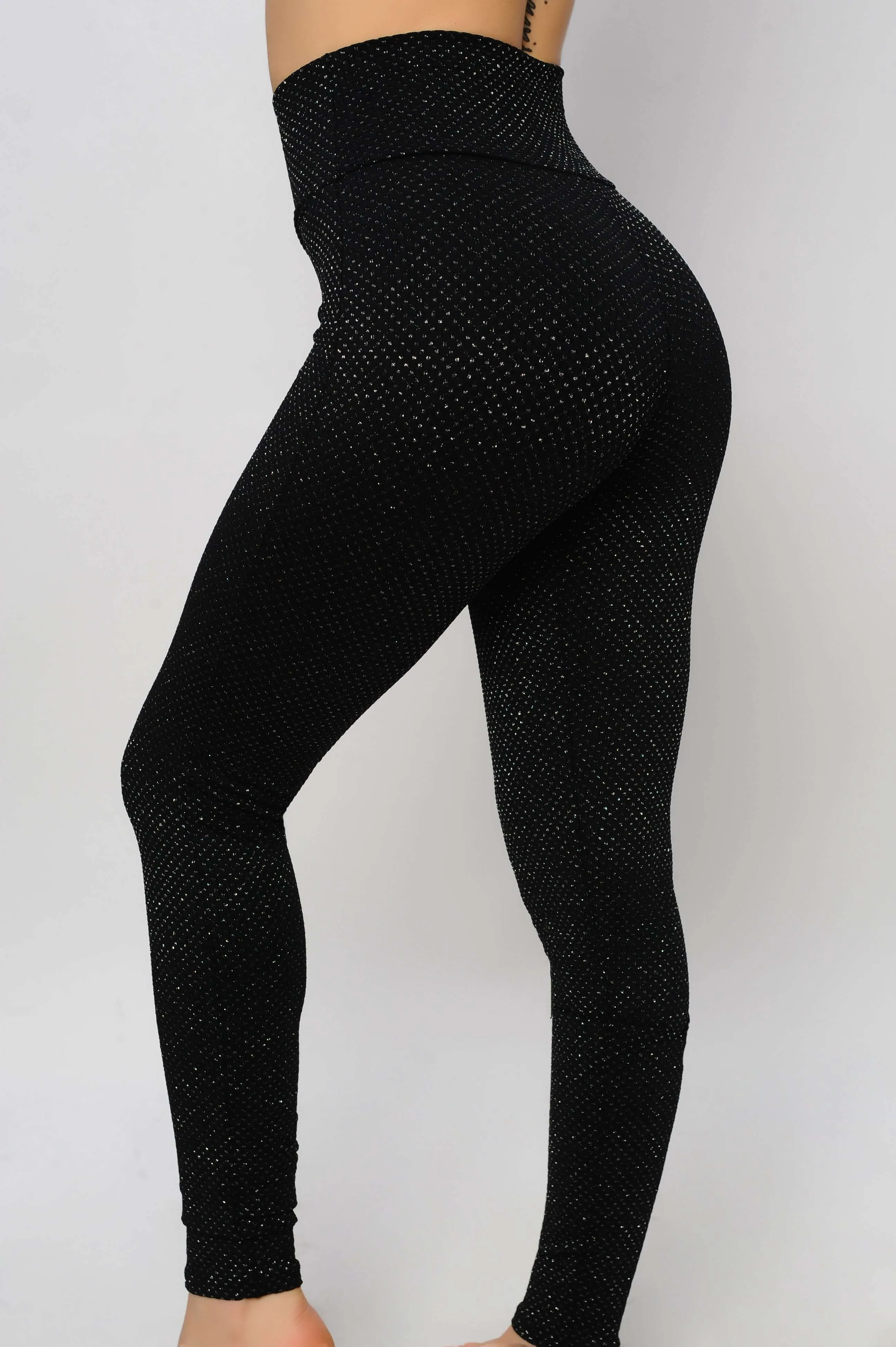Legging casual negro con destellos