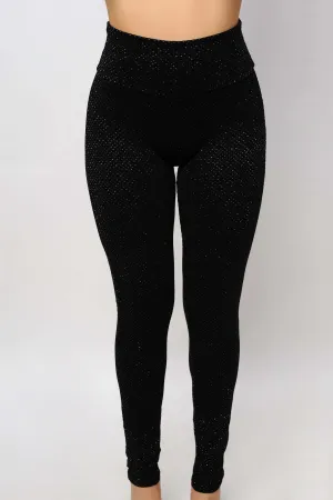 Legging casual negro con destellos
