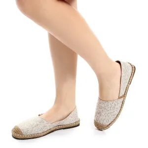 Leopard Print Espadrilles With Straw Round Toe