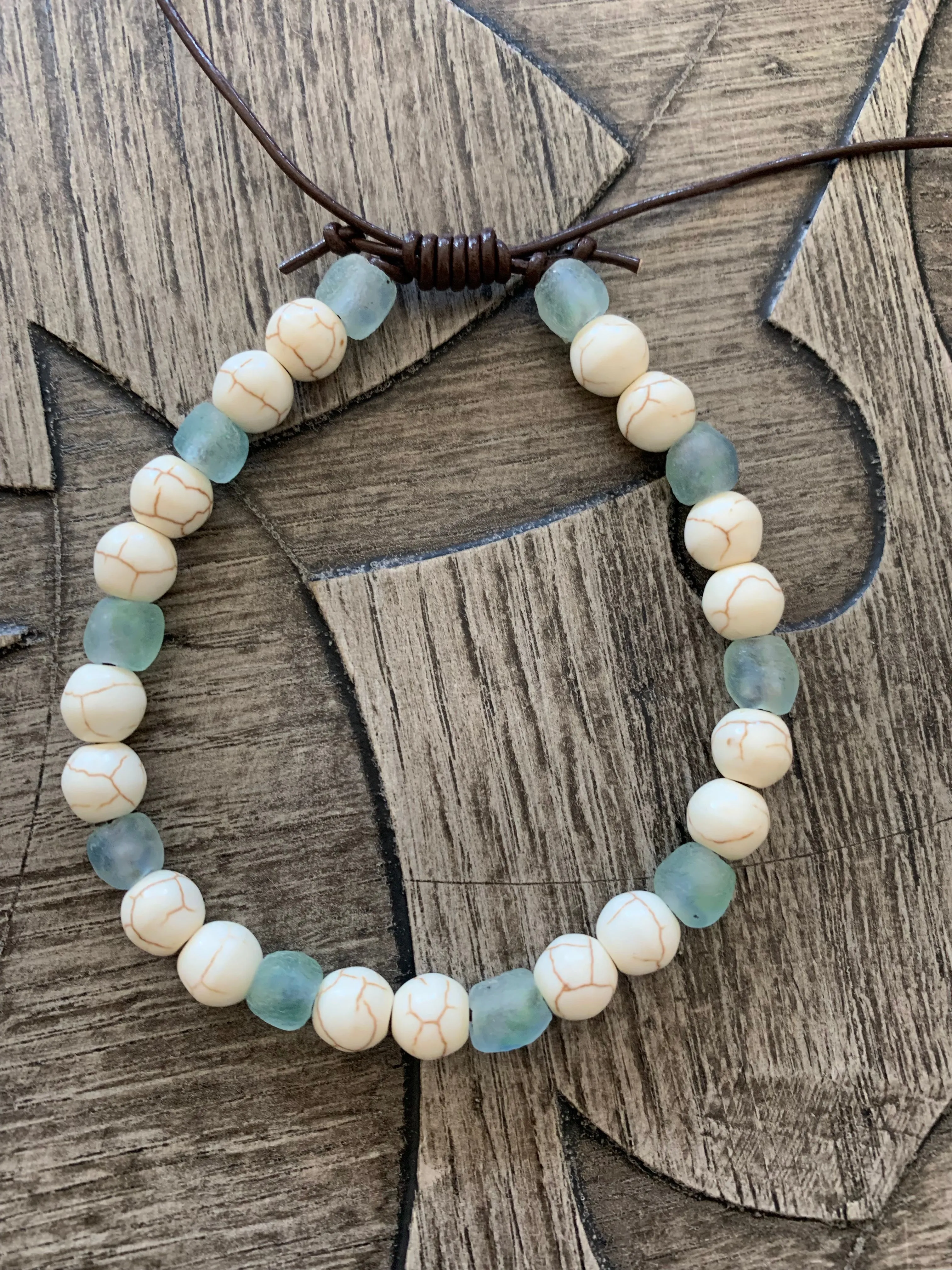 Ma Kai: Natural Stone and Beach Glass Men's Bracelet