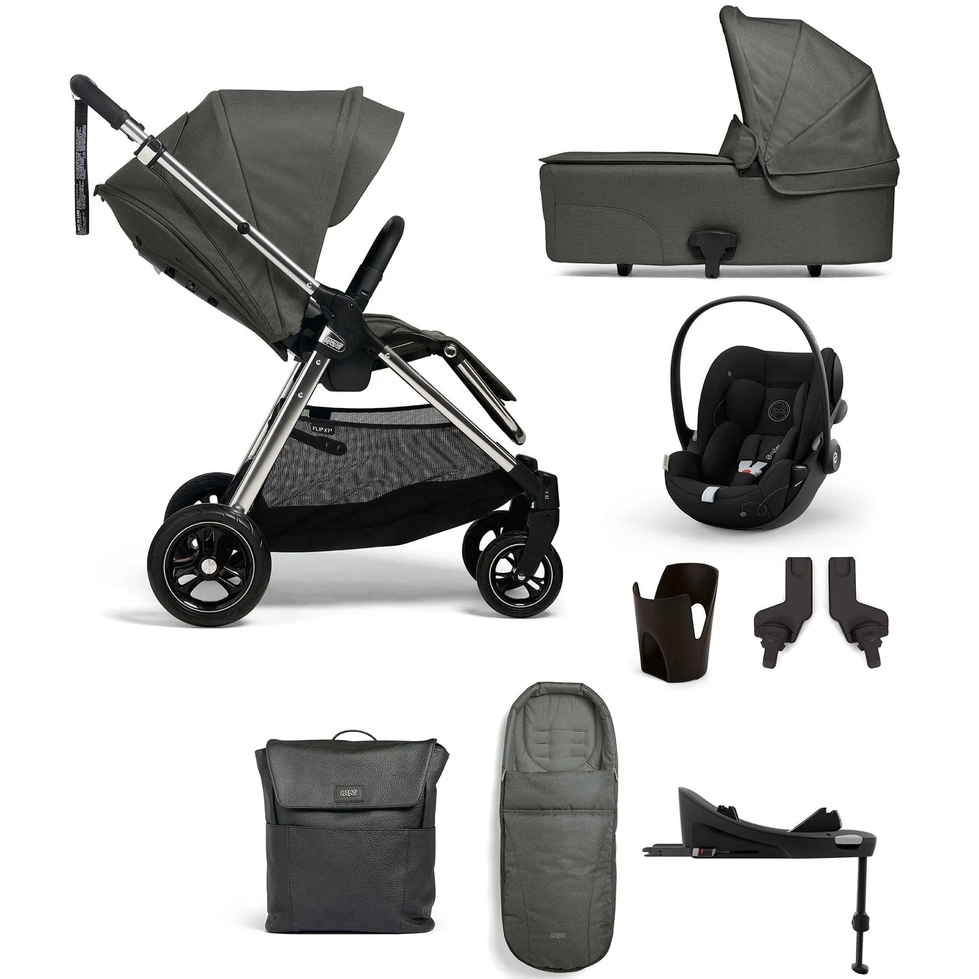 Mamas & Papas Flip XT³ 8 Piece Essentials Bundle with Car Seat - Harbour Grey