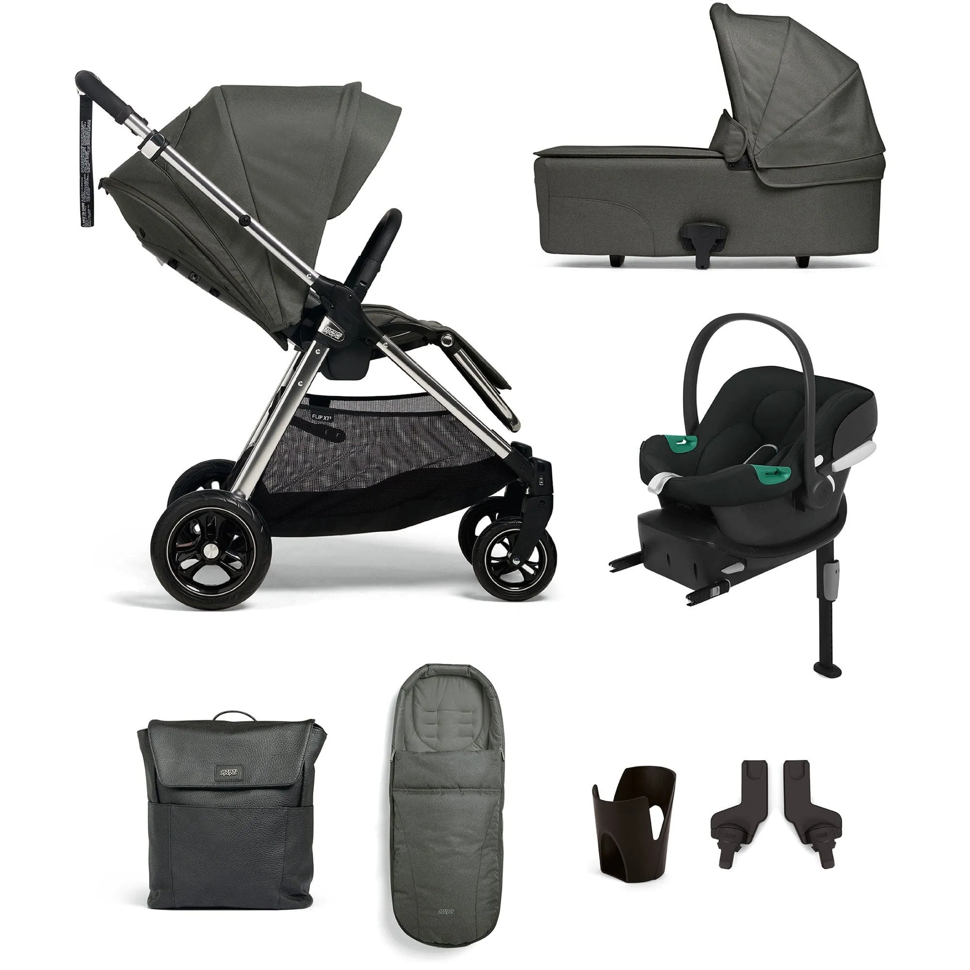 Mamas & Papas Flip XT³ 8 Piece Essentials Bundle with Car Seat - Harbour Grey