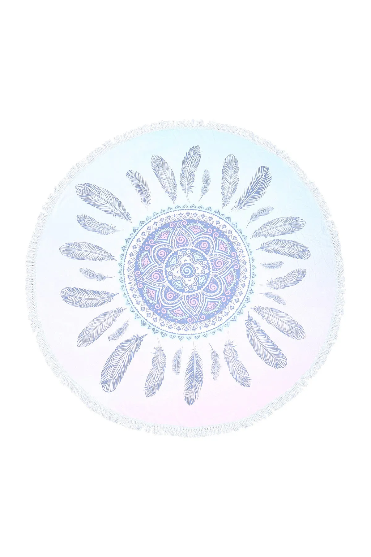 MANDALA FEATHER MICROFIBER ROUND TAPESRY SUMMER BEACH TOWEL