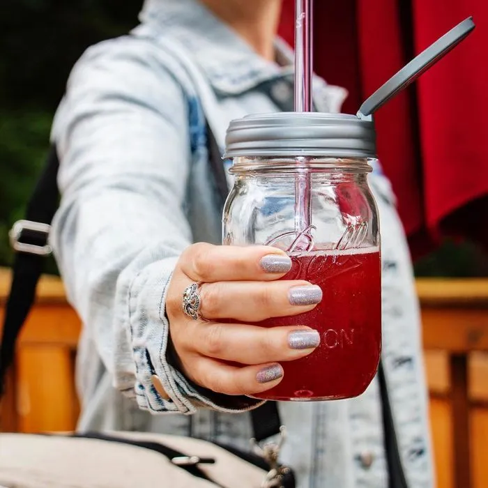 Mason Jar Flip Lid (Silver)