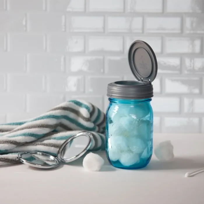 Mason Jar Flip Lid (Silver)