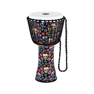 MEINL Percussion PADJ7-L-F 12inch Rope Tuned Travel Series Djembe, Synthetic Head, Day Of The Dead