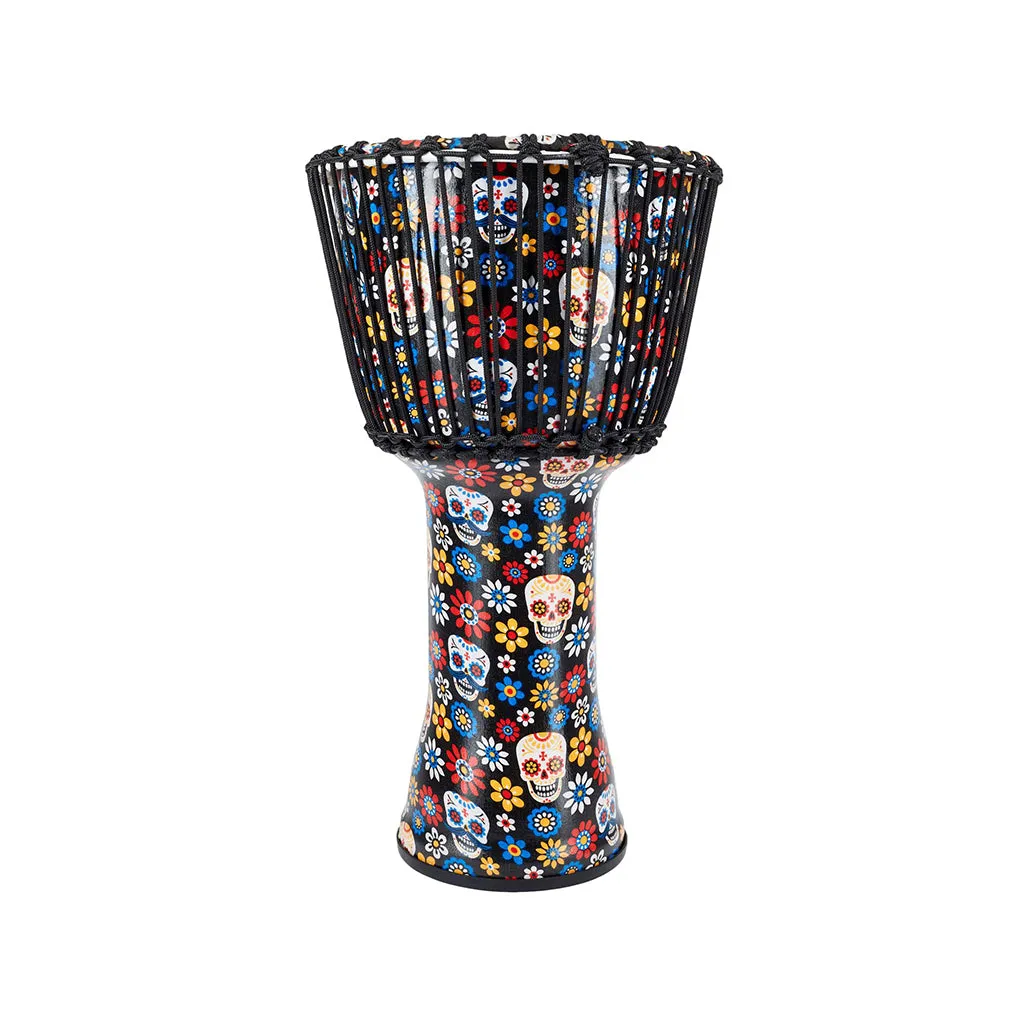 MEINL Percussion PADJ7-L-F 12inch Rope Tuned Travel Series Djembe, Synthetic Head, Day Of The Dead