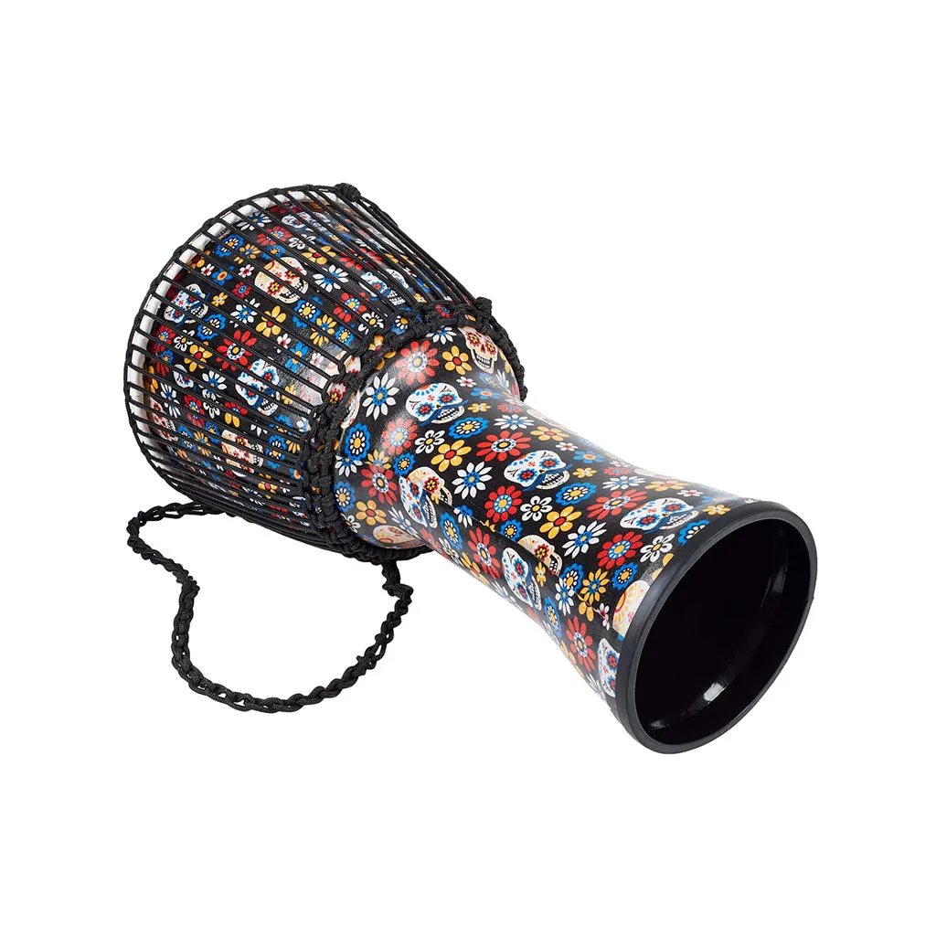 MEINL Percussion PADJ7-L-F 12inch Rope Tuned Travel Series Djembe, Synthetic Head, Day Of The Dead