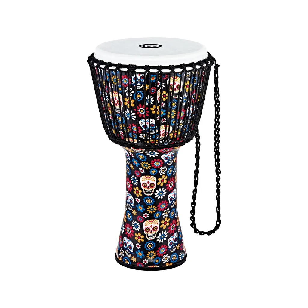MEINL Percussion PADJ7-L-F 12inch Rope Tuned Travel Series Djembe, Synthetic Head, Day Of The Dead
