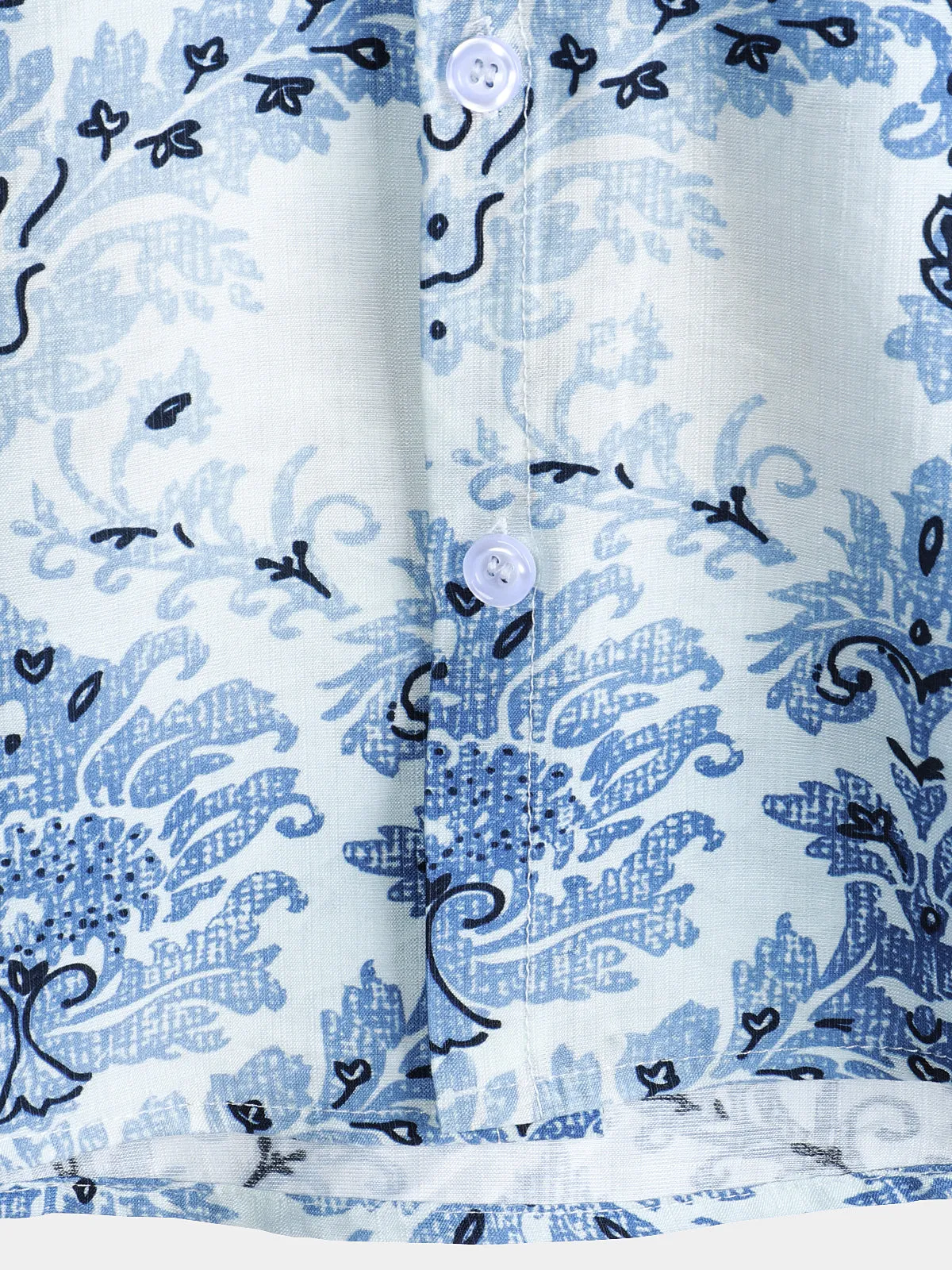 Men's Blue Floral Print Hawaiian Short Sleeve Shirt