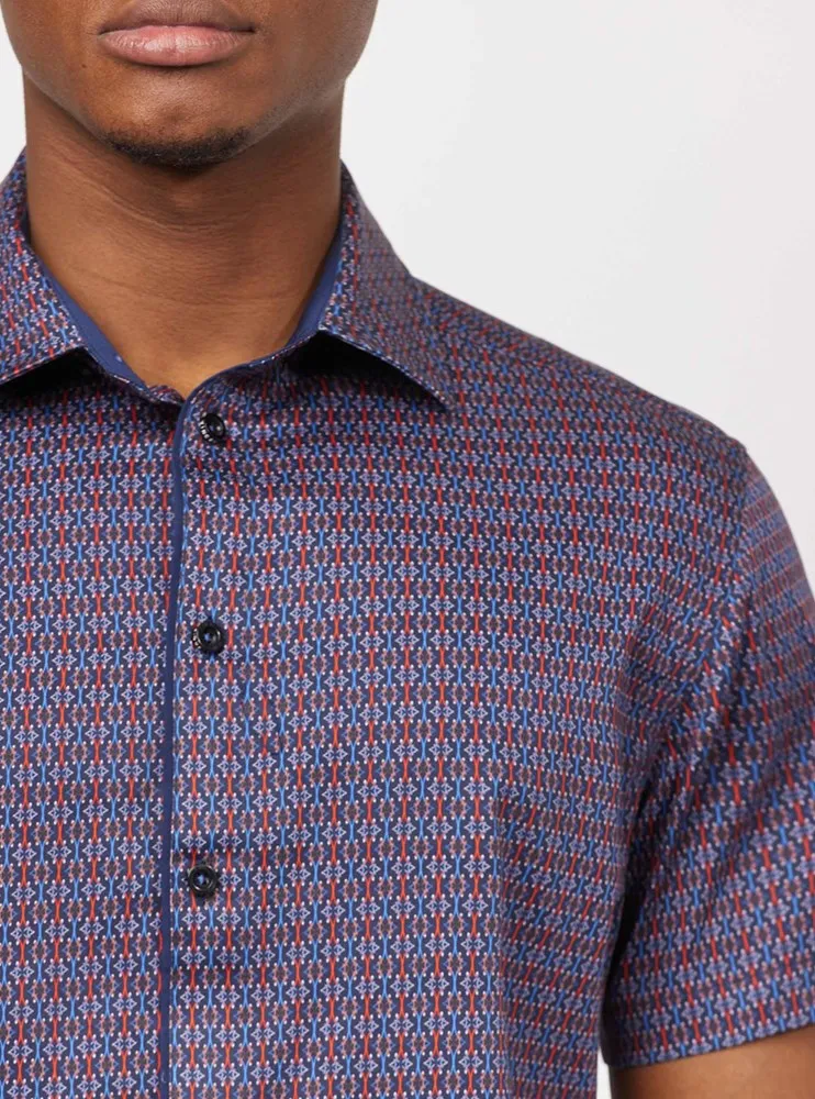 Men's casual short sleeve stretch shirt