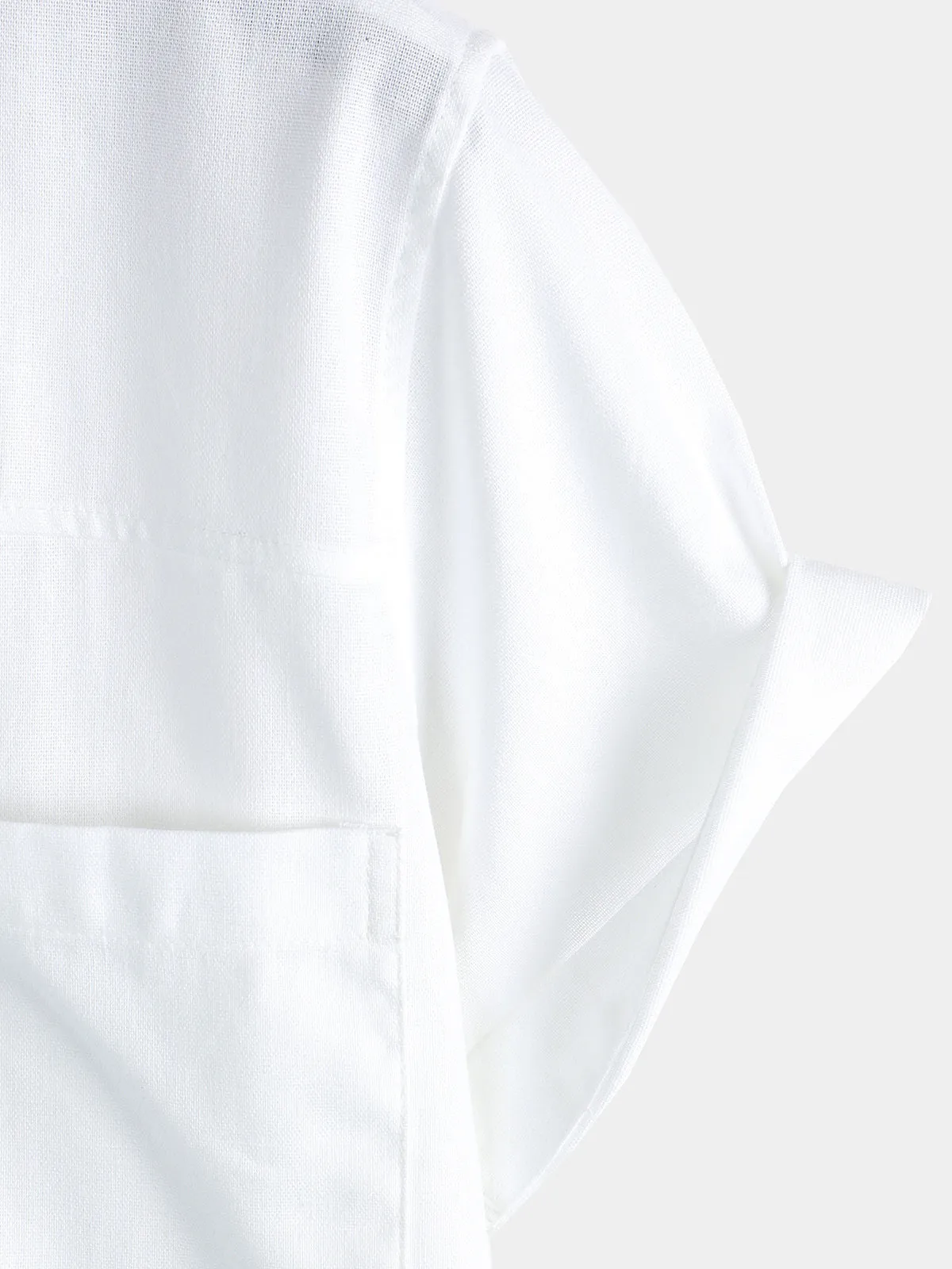 Men's Cotton & Linen Chest Pockets Solid Color Short Sleeve Shirt