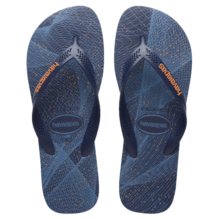 Mens Havaianas Aero Graphic Thongs - Blue/Navy