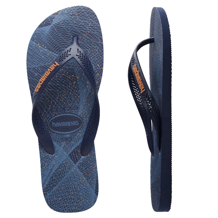 Mens Havaianas Aero Graphic Thongs - Blue/Navy