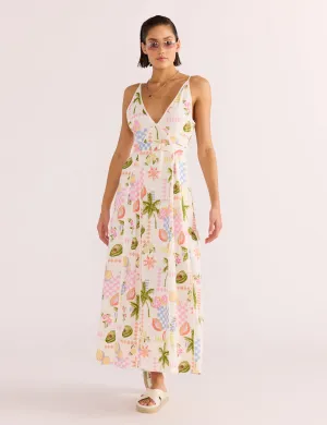MINK PINK GRACIE PANEL MIDI DRESS - FRUITY FLORAL