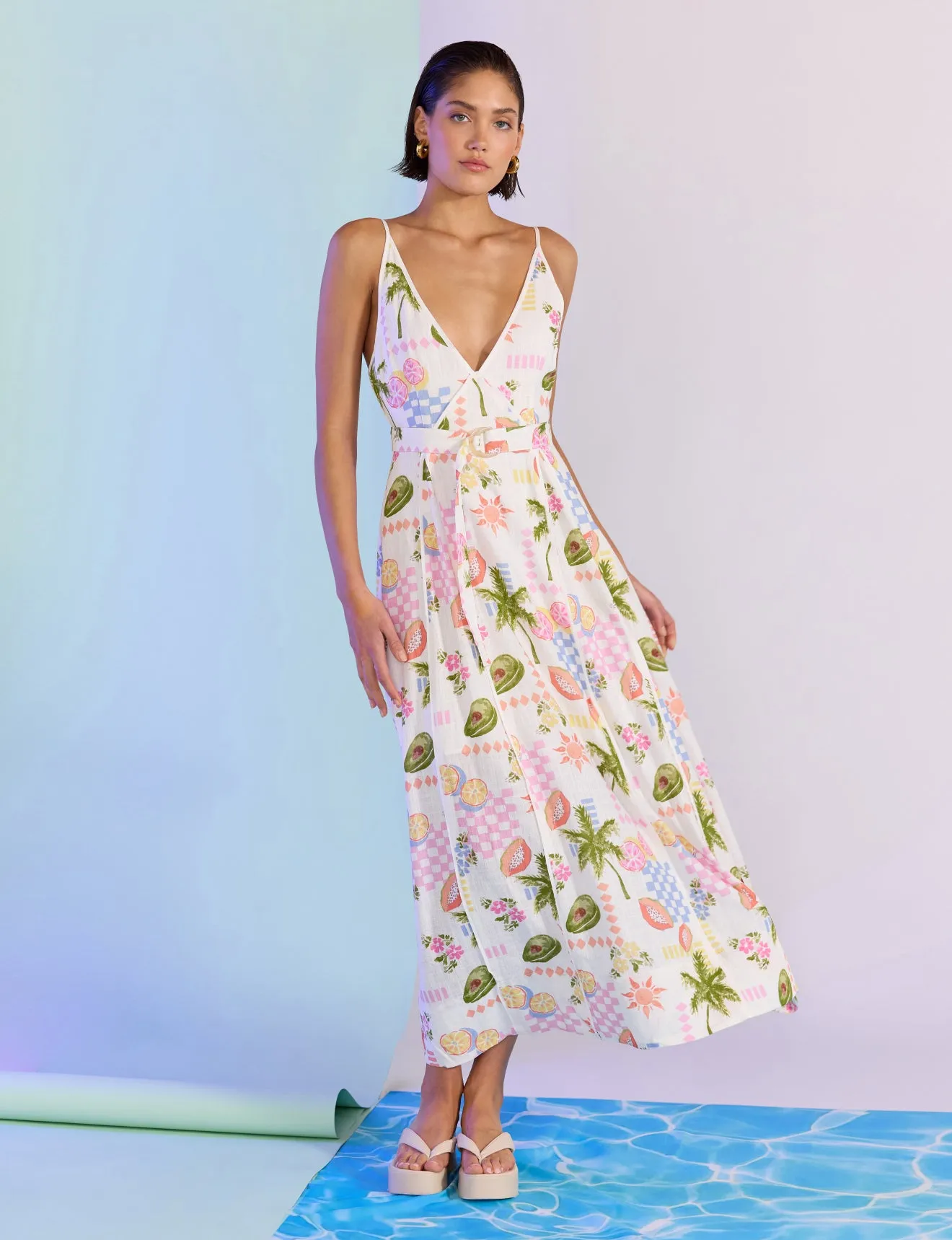 MINK PINK GRACIE PANEL MIDI DRESS - FRUITY FLORAL