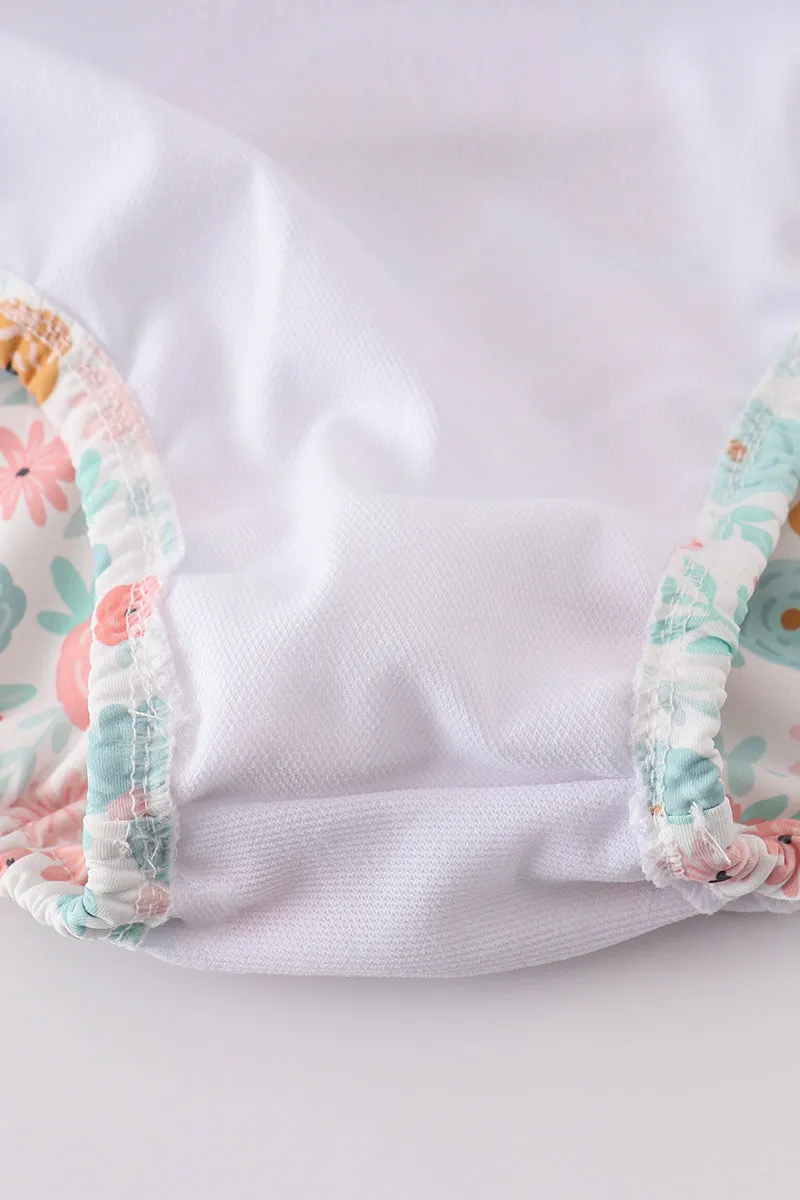 Minty Floral Bloom Print Mom Swimsuit