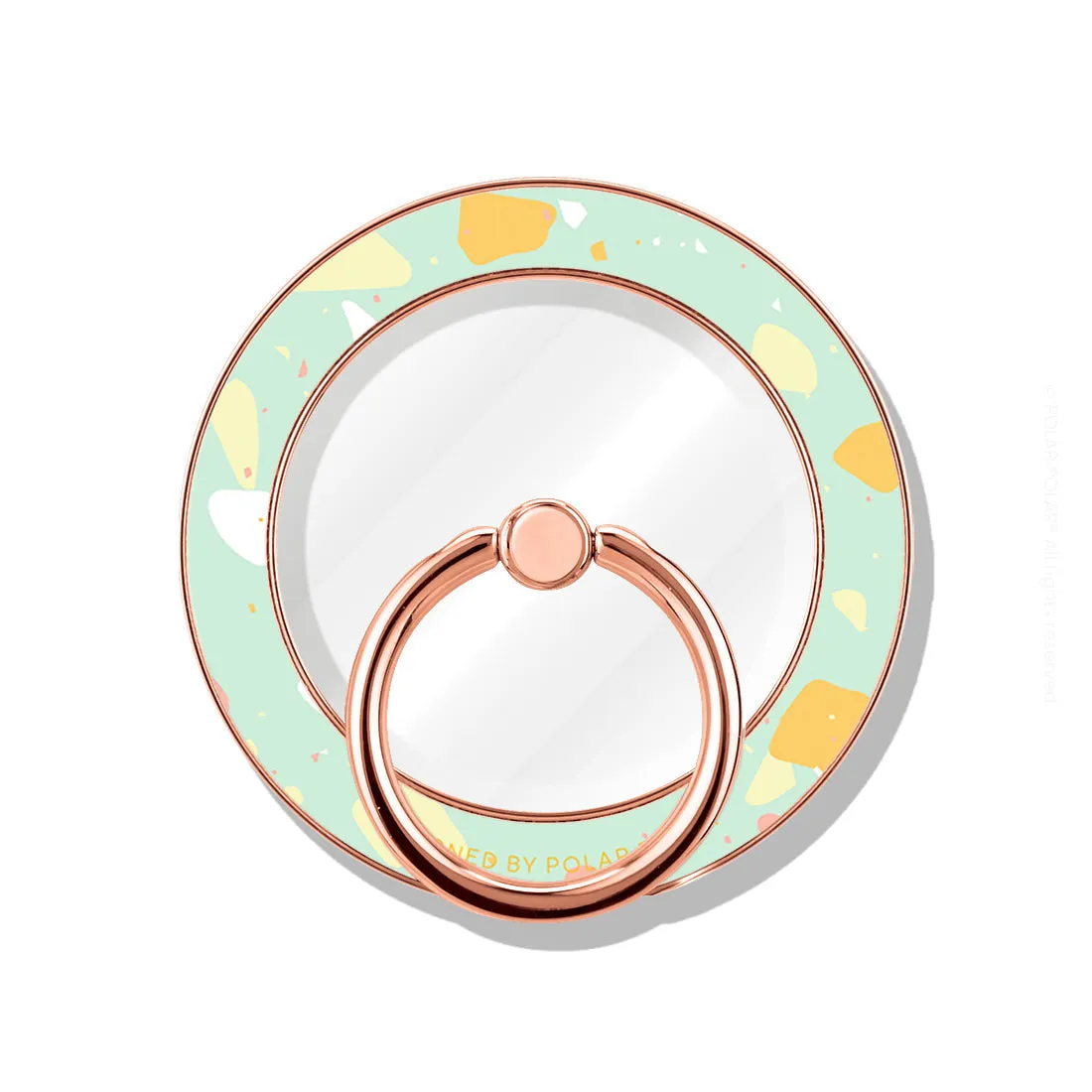 Mist Green Terrazzo - Rose Gold MagSafe Phone Grip and Ring Holder Stand