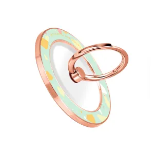 Mist Green Terrazzo - Rose Gold MagSafe Phone Grip and Ring Holder Stand