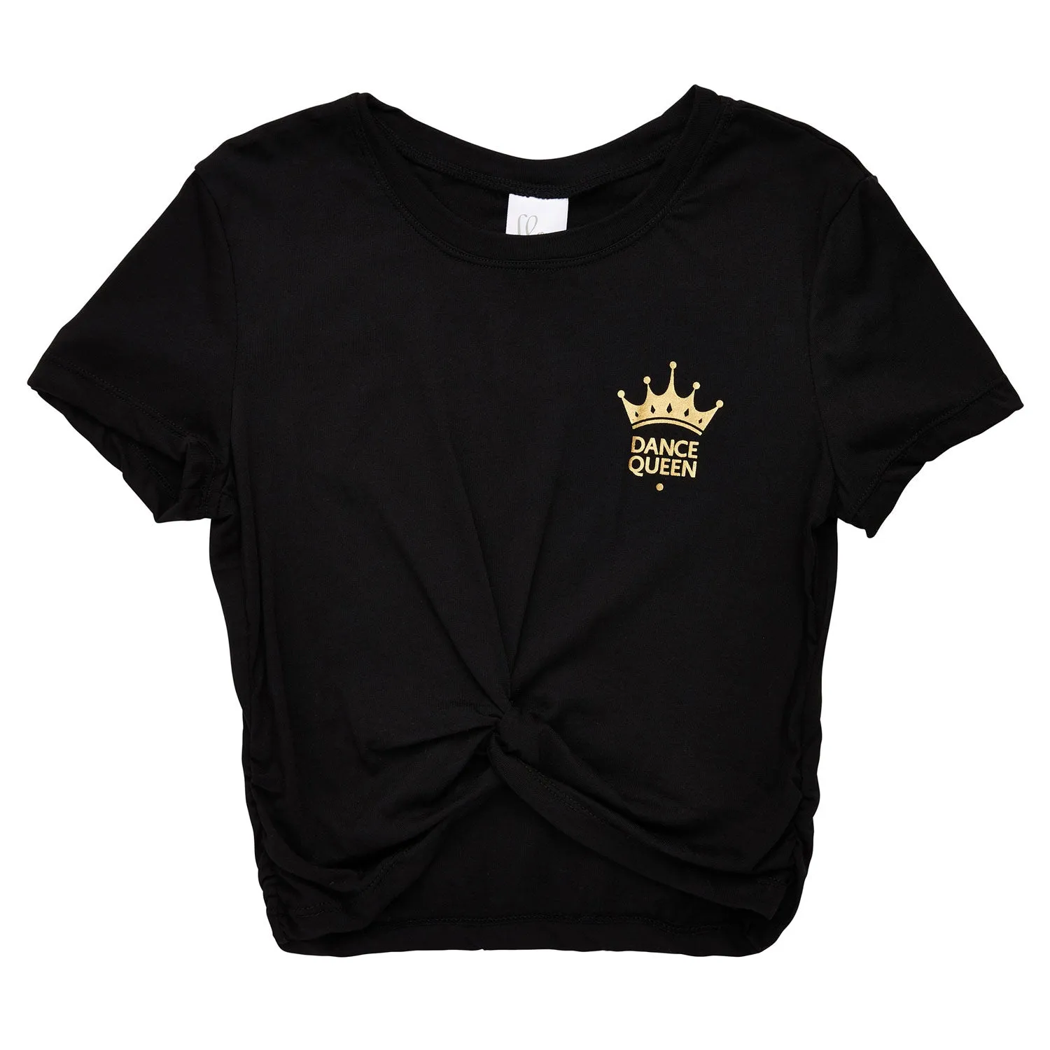 Mock-Tie Crop Tee with 'Dance Queen' Print