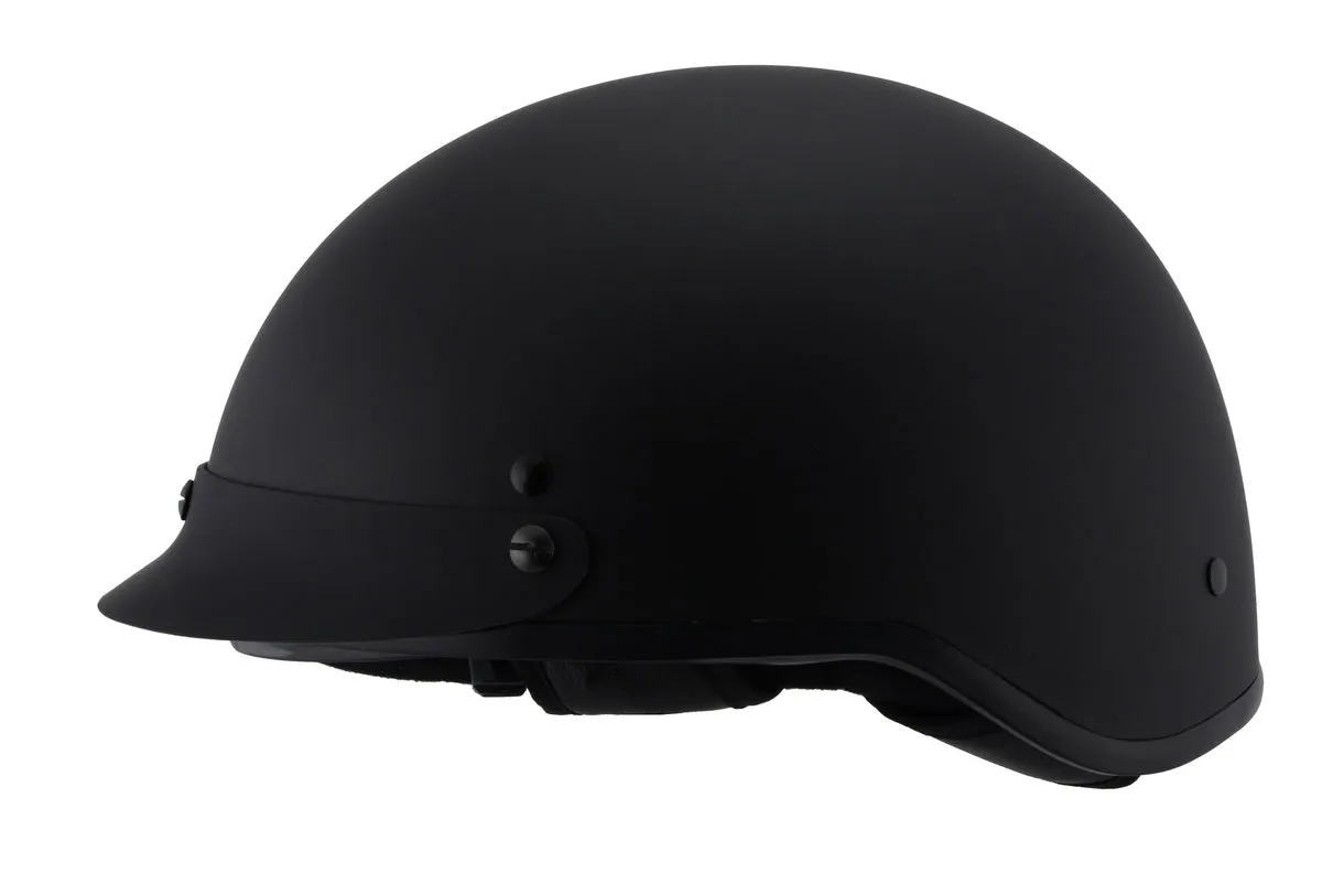 MPH9720DOT Dot Approved 'Momentum' Matte Black Half Motorcycle Helmet for Men and Women Biker w/ Drop Down Tinted Visor
