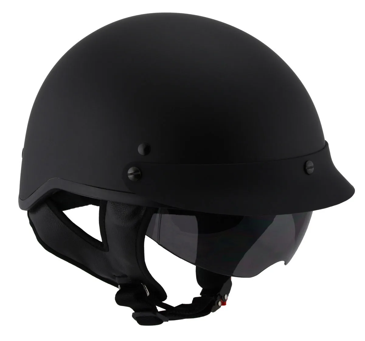 MPH9720DOT Dot Approved 'Momentum' Matte Black Half Motorcycle Helmet for Men and Women Biker w/ Drop Down Tinted Visor