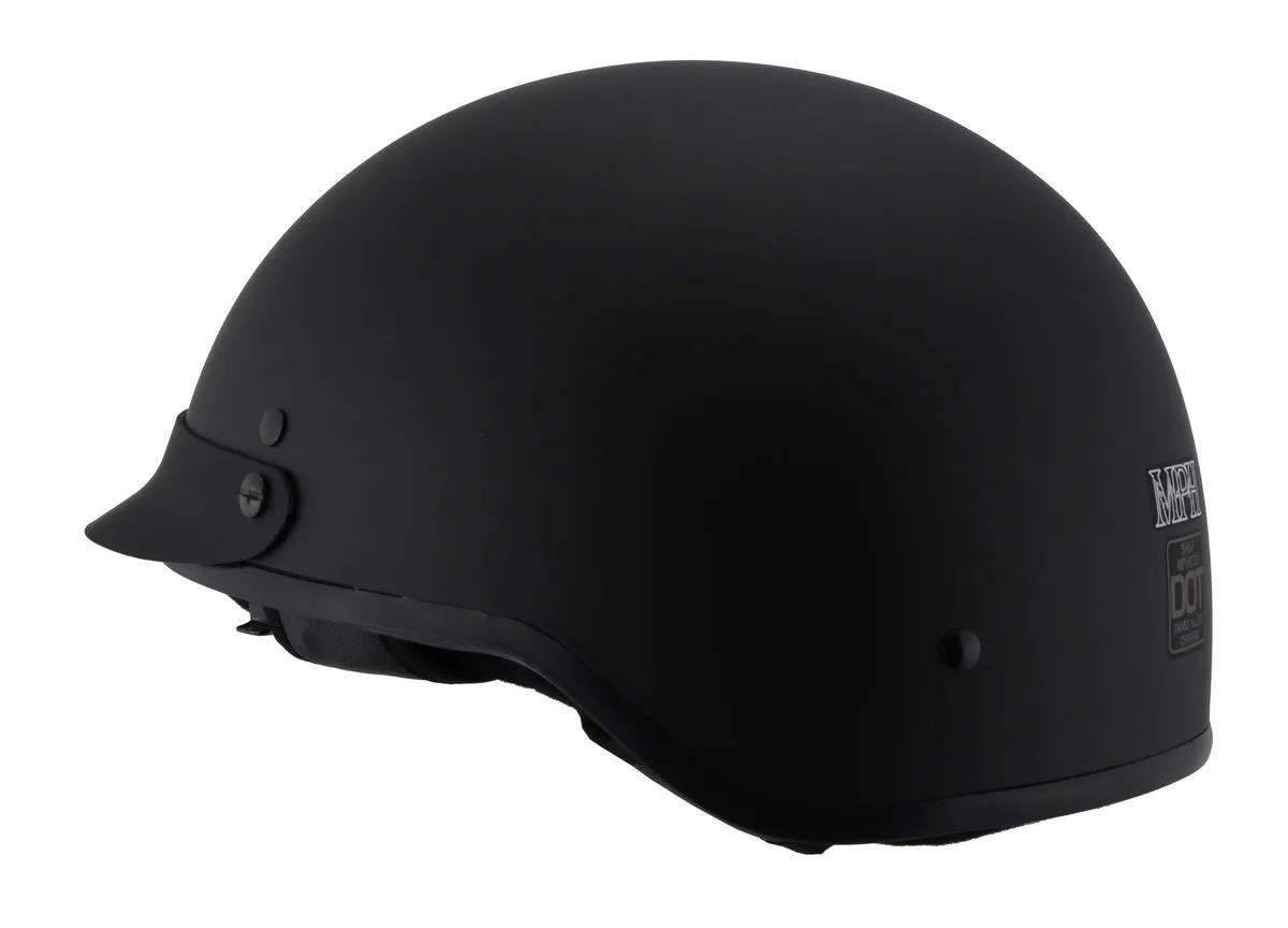 MPH9720DOT Dot Approved 'Momentum' Matte Black Half Motorcycle Helmet for Men and Women Biker w/ Drop Down Tinted Visor