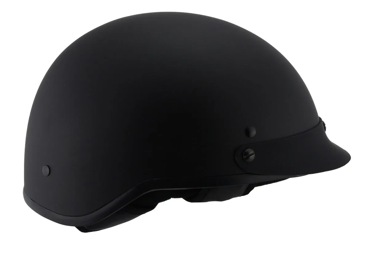 MPH9720DOT Dot Approved 'Momentum' Matte Black Half Motorcycle Helmet for Men and Women Biker w/ Drop Down Tinted Visor