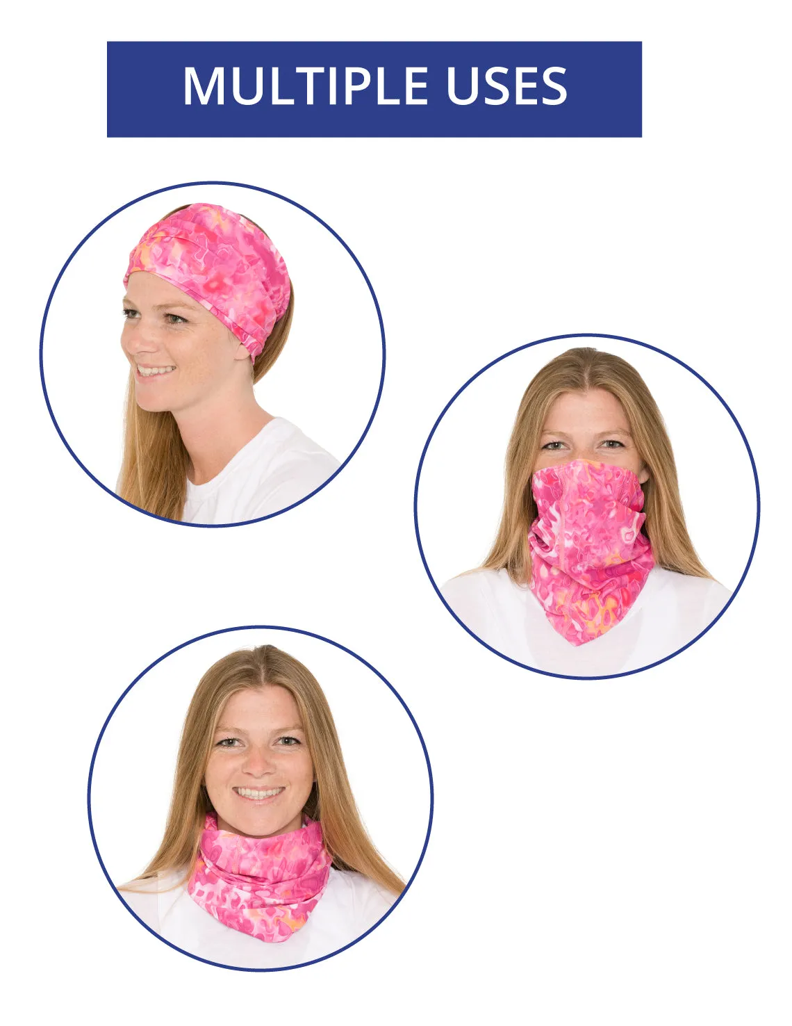 Neck Gaiter | Bandana, Balaclava, Headband | UPF 50  Sun Protection | White