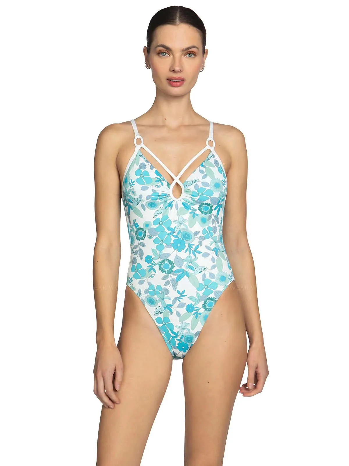 Nerissa Keyhole Lace Up Back One Piece ::RET