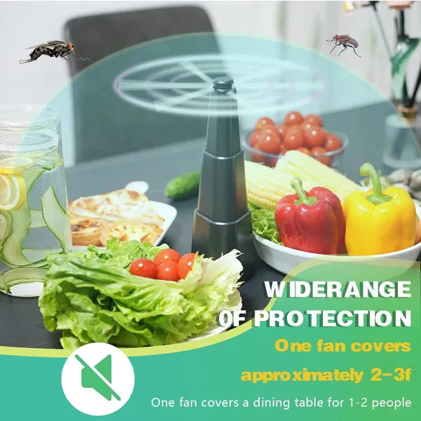 NEW Battery Operated Retractable Fly Repellent Bug Fan! Utilizes the power of air circulation to repel flies, mosquitoes, and other flying insects without harsh chemicals