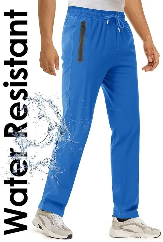 NEW Boladeci Men's Hiking Pants Lightweight Jogging Pants Quick Dry Stretch Zipper Pockets Drawstring Outdoor Fishing Pants, Blue, Sz 38
