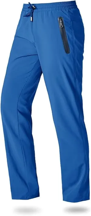 NEW Boladeci Men's Hiking Pants Lightweight Jogging Pants Quick Dry Stretch Zipper Pockets Drawstring Outdoor Fishing Pants, Blue, Sz 38